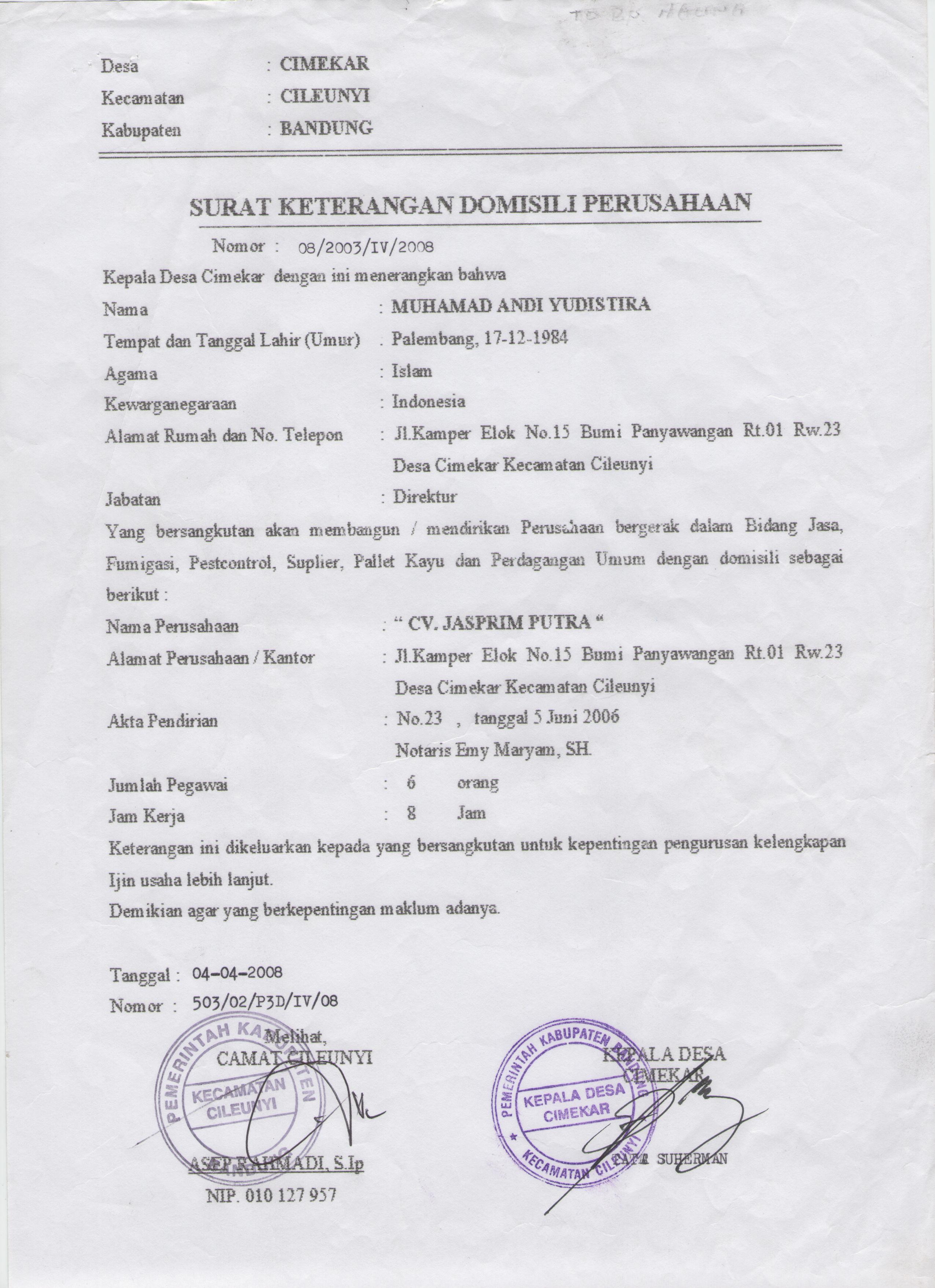 Profil Company  CV. Jasprim Putra